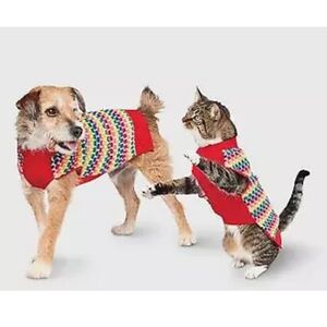 🆕 Wondershop Pet Sweater Red Rainbow Size S-XL Dog/Cat Sweater Outfit Clothing